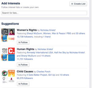 Searching Facebook Interests