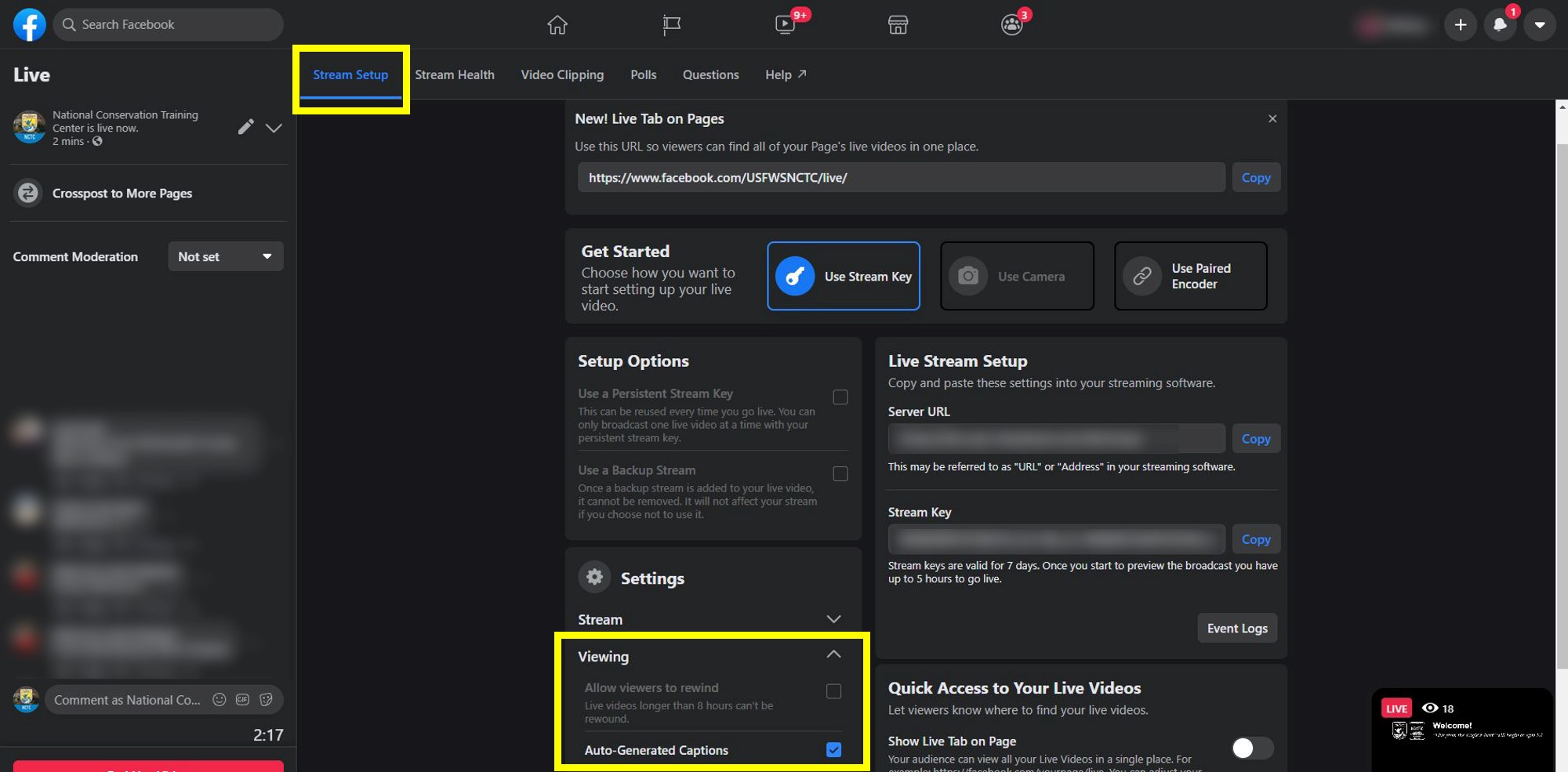2_StreamSetUp_Auto-GeneratedCaptions_on